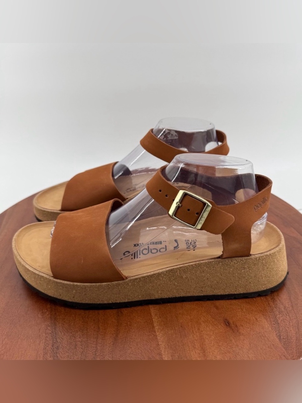 Papillio 💅 Birkenstock Glenda Pecan Brown Nubuck Leather Platform Sandals NEW - Picture 6 of 13